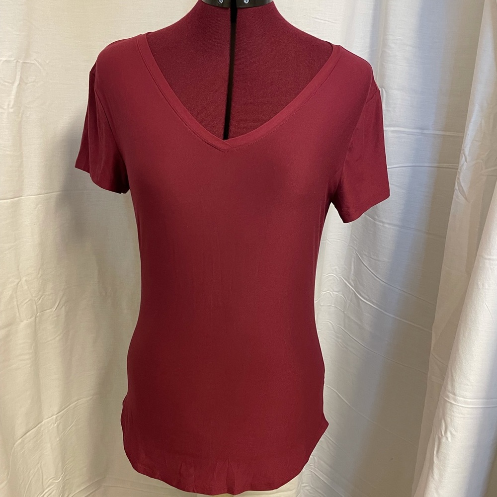 Deep red V neck